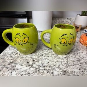 Green Grinch Face Mugs Set